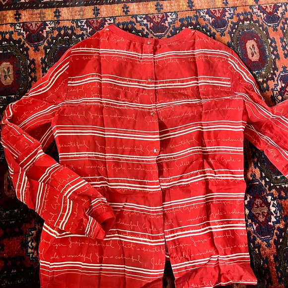 Maje Red Striped Button-Back Top - Picture 6 of 6